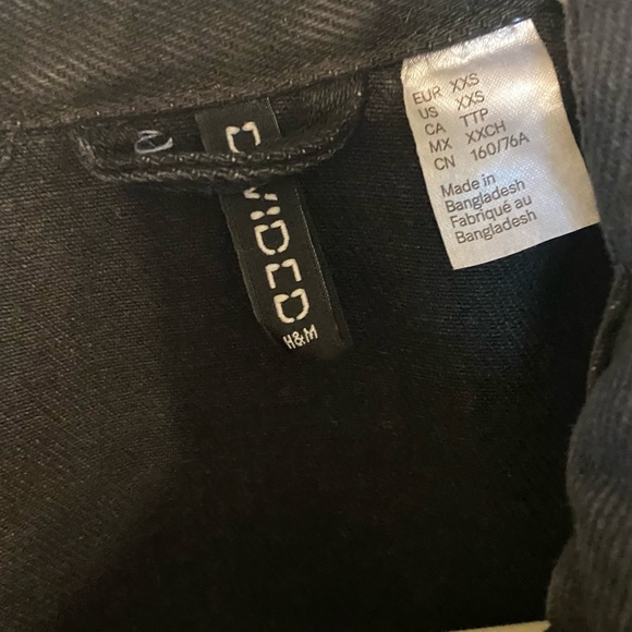 H&M Black Denim Oversized Jacket, XXS - Picture 3 of 3